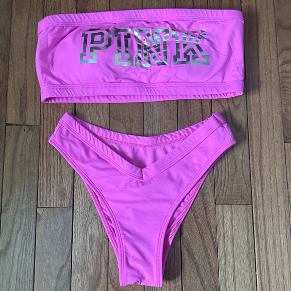 PINK Victoria's Secret Other - PINK Victoria's Secret Hot Pink Bandeau Bikini Set